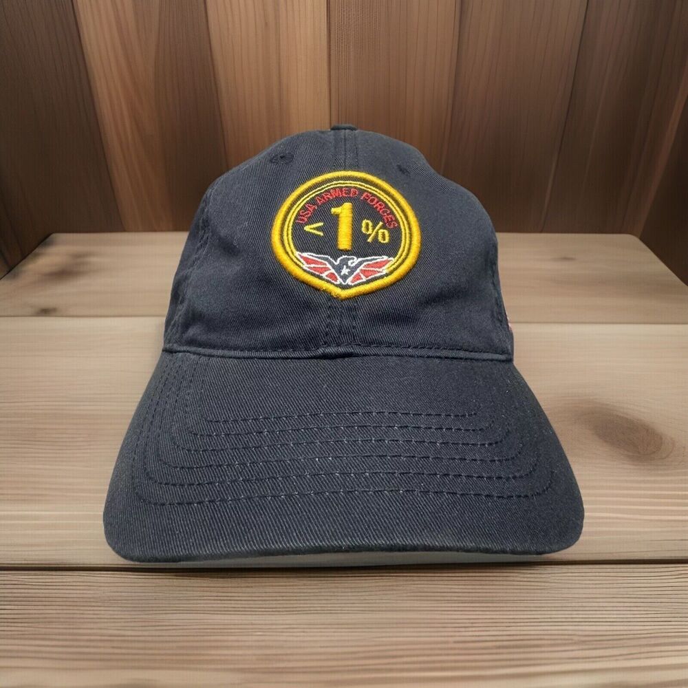 USA Armed Forces < 1% Hat Cap The Few & Brave Military Veteran Blue Embroidered